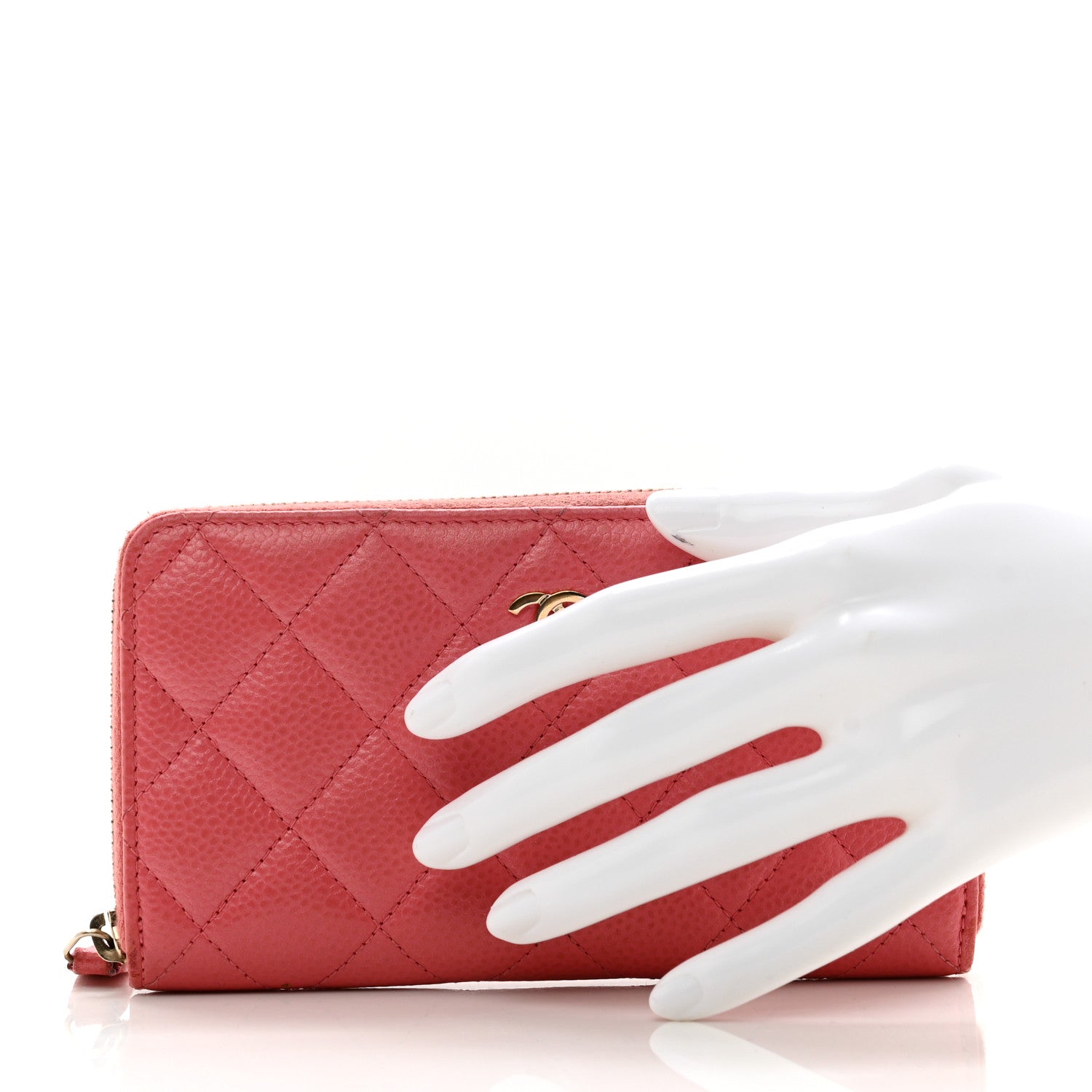 Chanel Caviar Quilted Medium Zip Around Wallet Pink 2 of 11