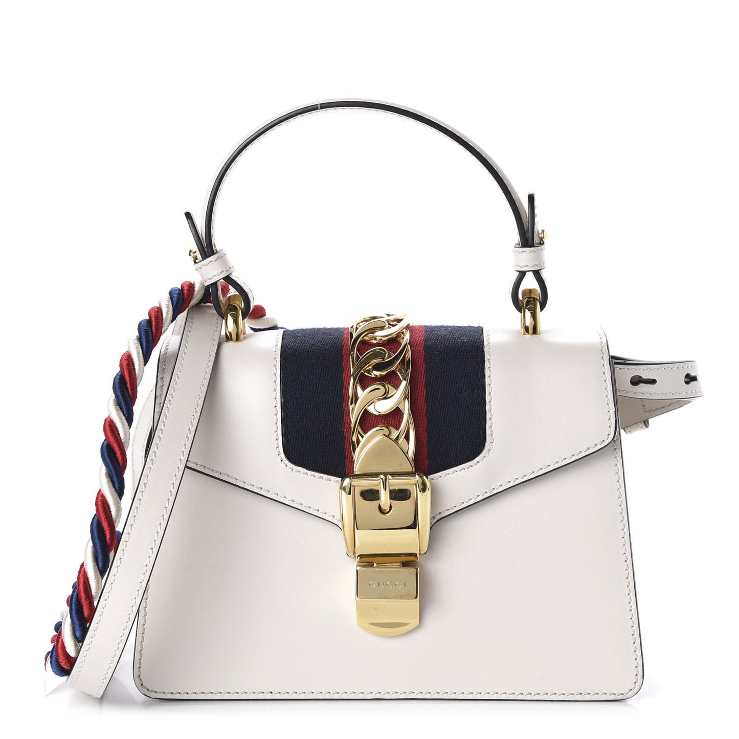 Calfskin Mini Sylvie Top Handle Bag White