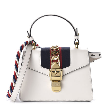 Gucci Calfskin Mini Sylvie Top Handle Bag White 1 of 10