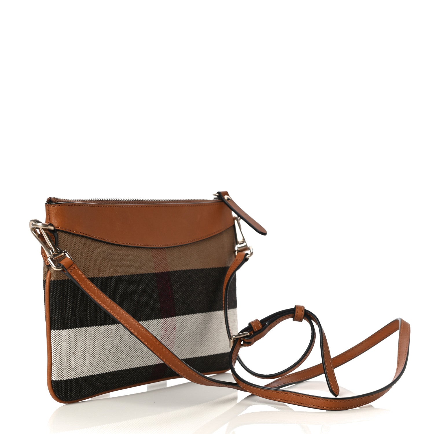 Burberry Mega Check Peyton Crossbody Clutch Bag Saddle Brown 3 of 12