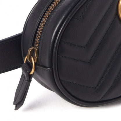 Gucci Calfskin Matelasse GG Marmont Belt Bag 85 34 Black 9 of 9