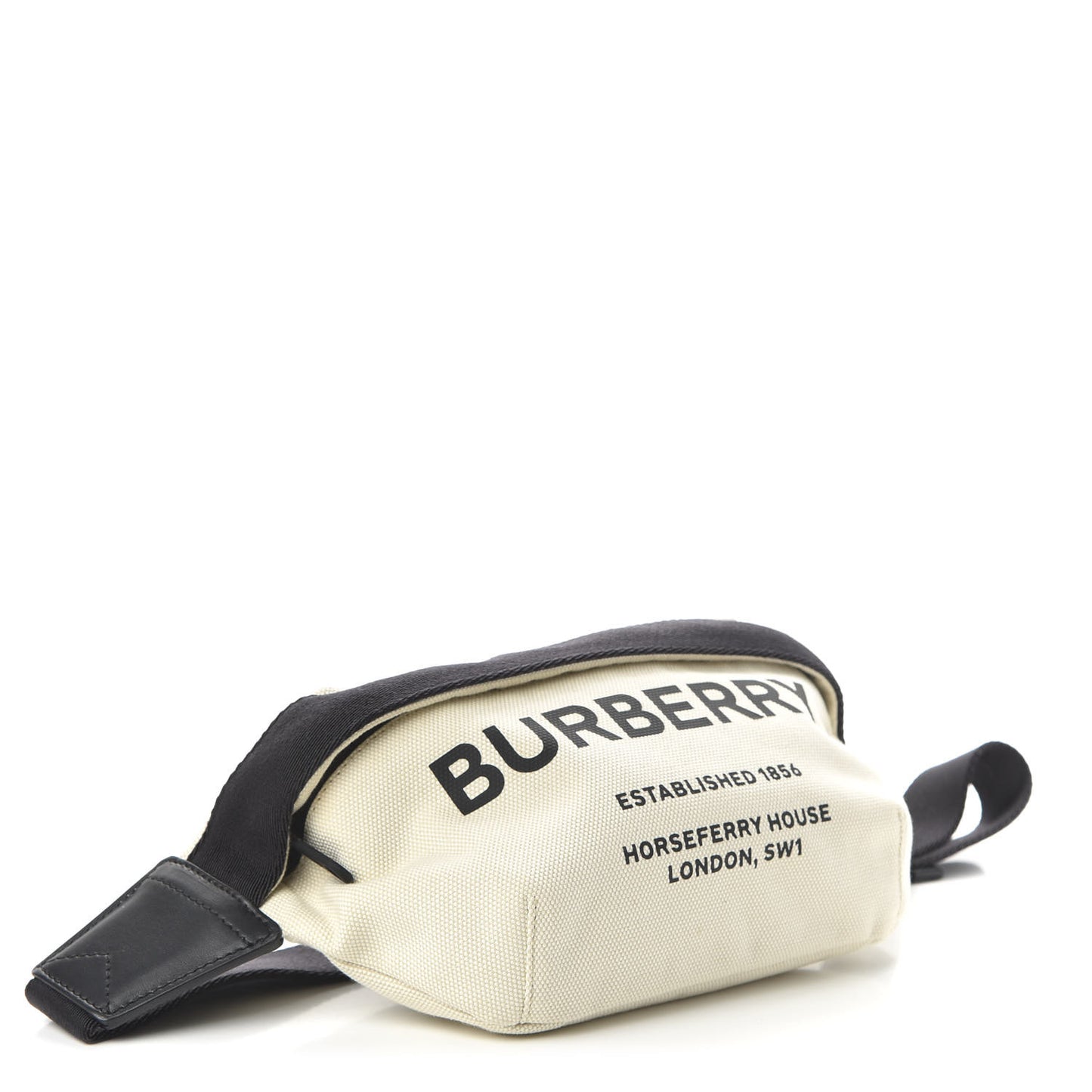 Canvas Horseferry Print Medium Sonny Bum Bag Natural Black