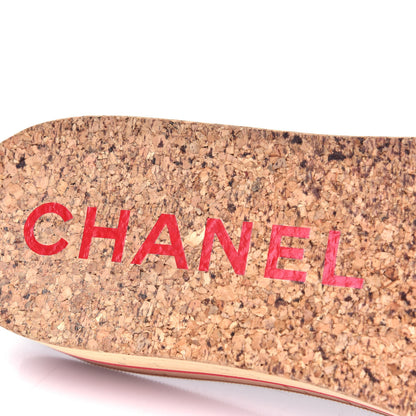 Chanel Tweed Lambskin Logo Mules 41 Pink Red 6 of 6
