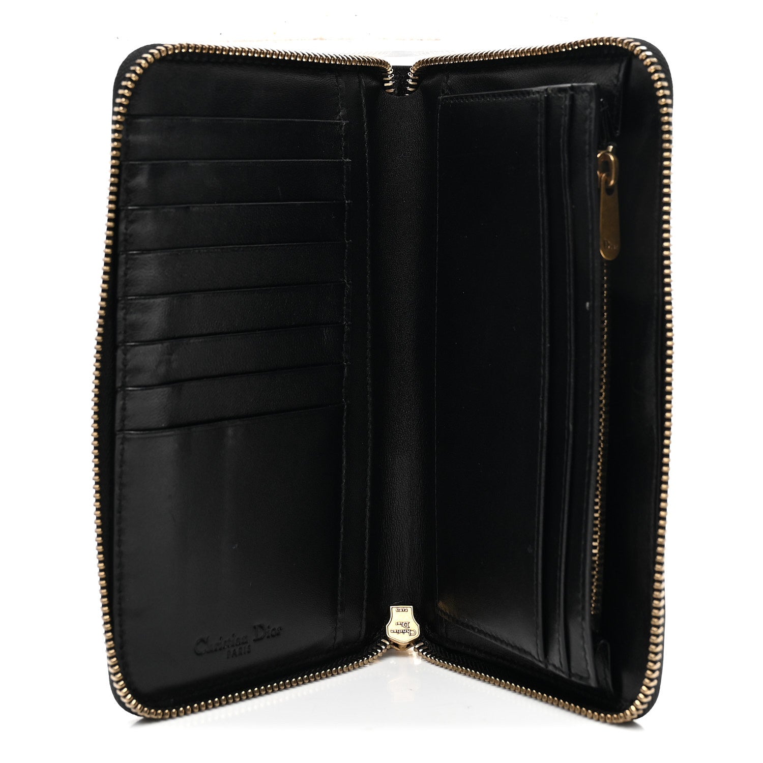 Christian Dior Patent Studded Supple Lady Dior Zip Wallet Black 5 of 7