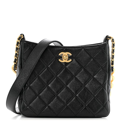Chanel Lambskin Quilted Multi Chain Hobo Black 1 of 11