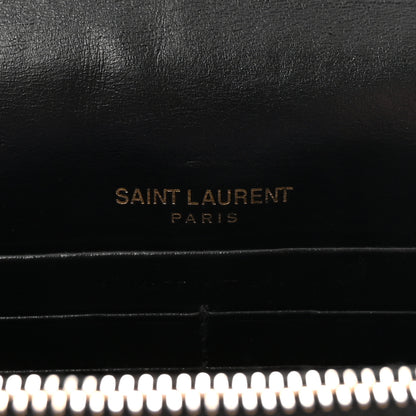 Saint Laurent Calfskin Crocodile Embossed Kate Monogram Tassel Chain Wallet Black 6 of 9