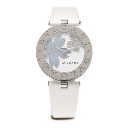Bulgari Stainless Steel Calfskin Diamond Mother of Pearl 30mm B.zero1 Floral Quartz Watch 1 of 6