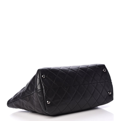 Chanel Calfskin Quilted Small Shopping In Chains Tote Black 4 of 14
