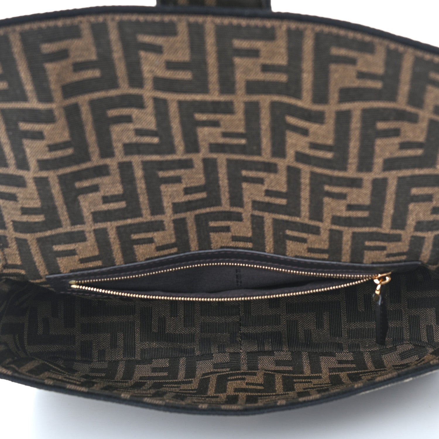 Fendi Fabric Jacquard FF 1974 Medium Baguette Tobacco Moro Black 5 of 10