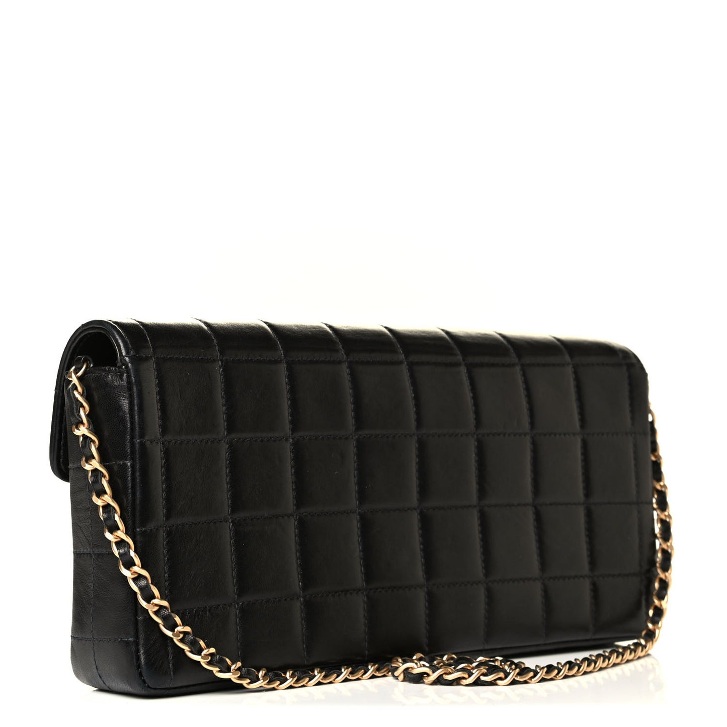Lambskin East West Chocolate Bar Flap Black