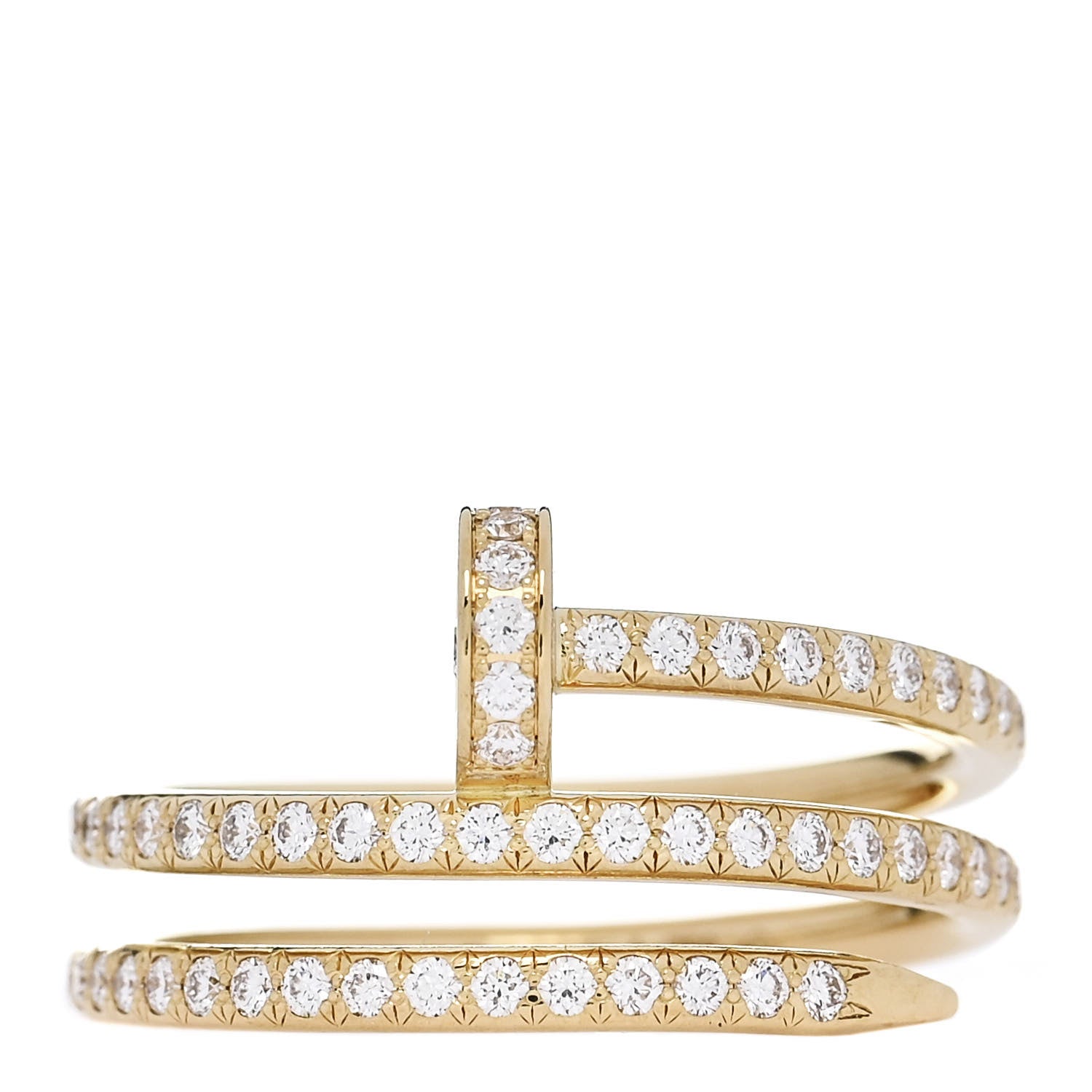 Cartier 18K Yellow Gold Diamond Double Juste Un Clou Paved Ring 52 6 1 of 6