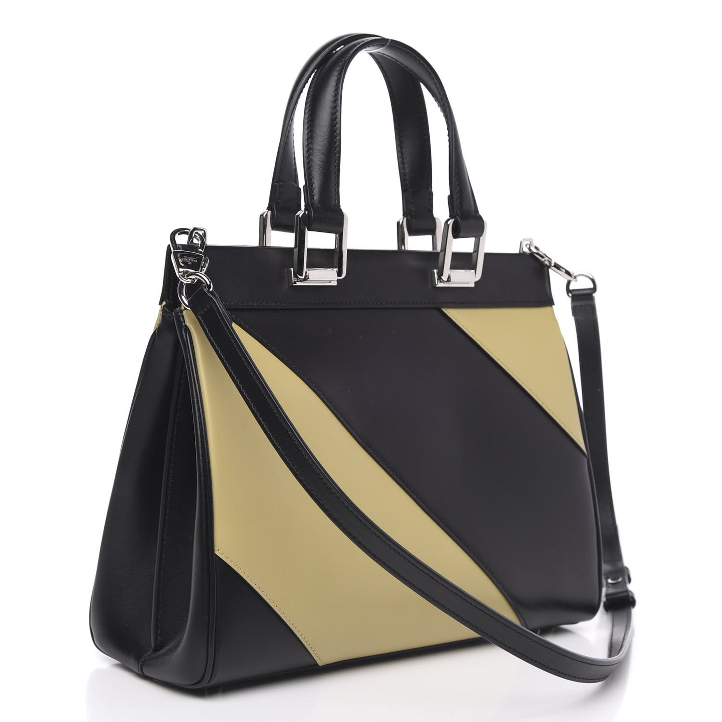 Smooth Calfskin Small Zumi Top Handle Bag Black Yellow