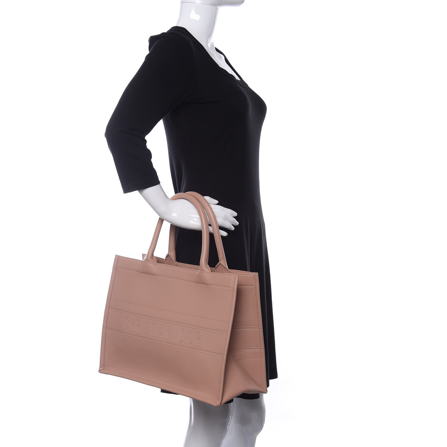Christian Dior Calfskin Embossed Medium Book Tote Rose de Vents 2 of 9