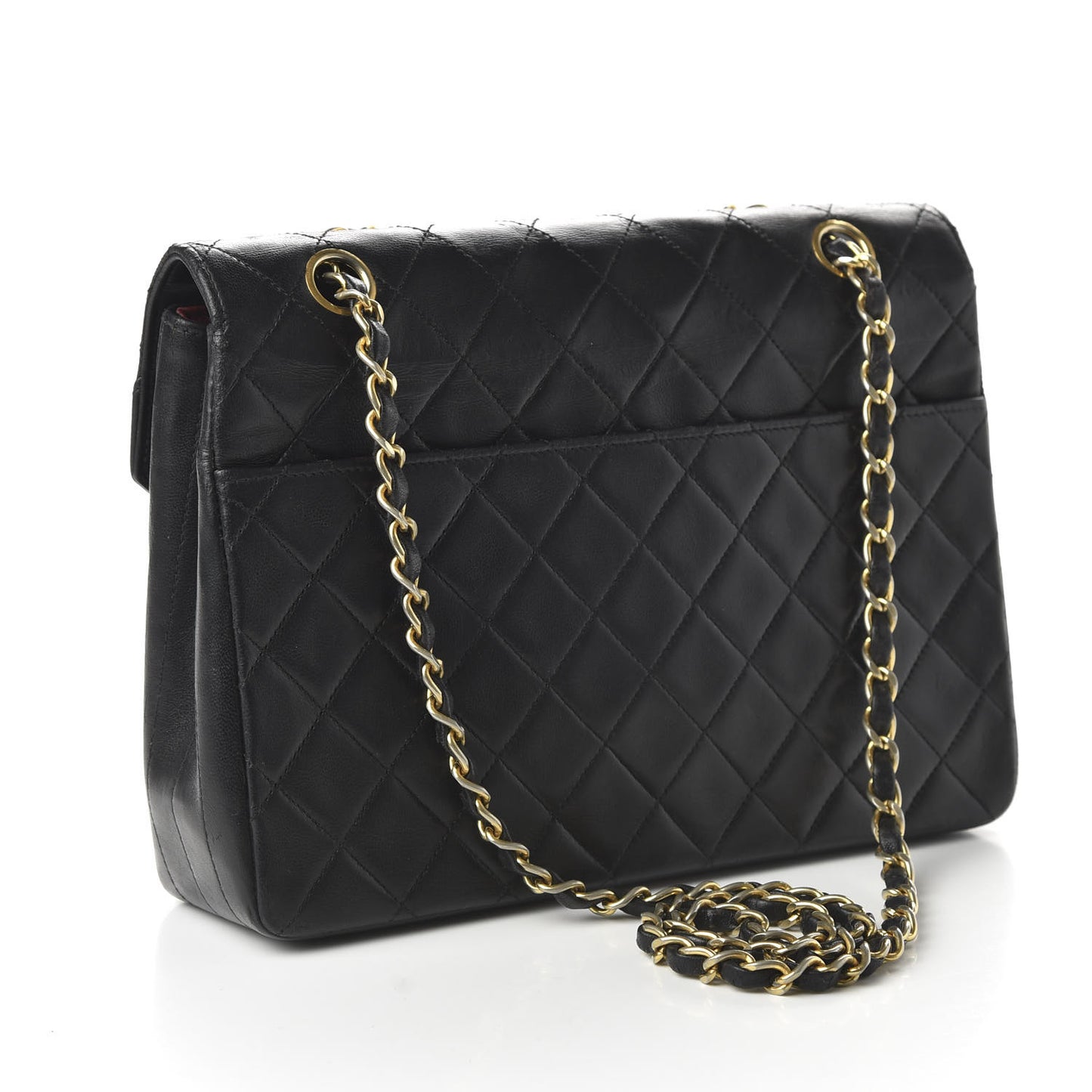 Lambskin Quilted Medium Single Flap Black