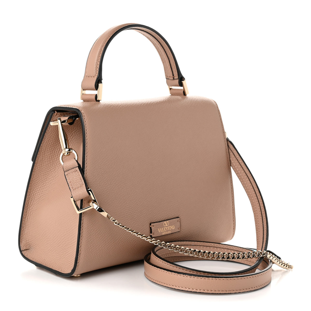 Grainy Calfskin Swarovski Crystal Embellished Small VSling Top Handle Bag Rose Cannelle