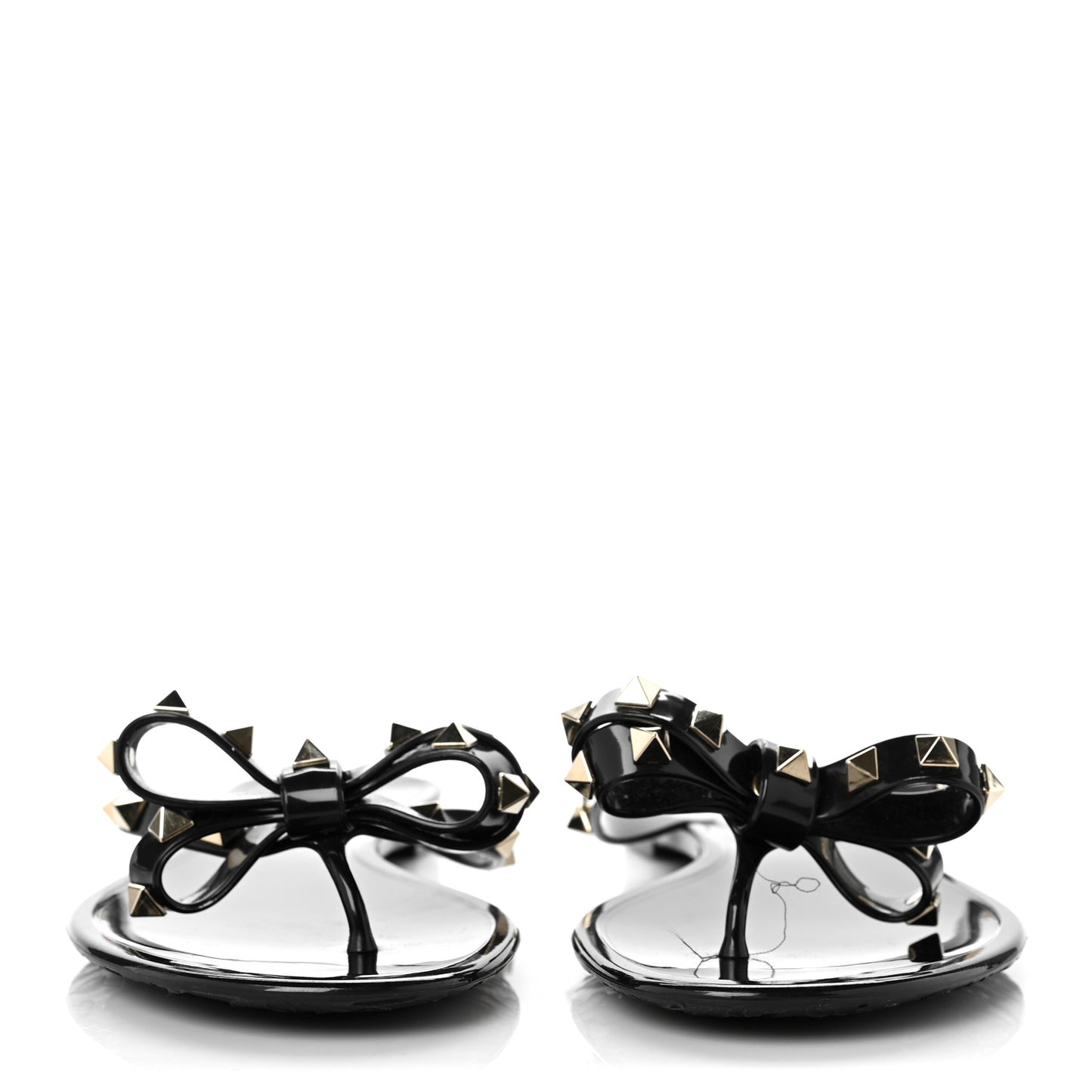 PVC Jelly Rockstud Bow Thong Sandals 39 Black