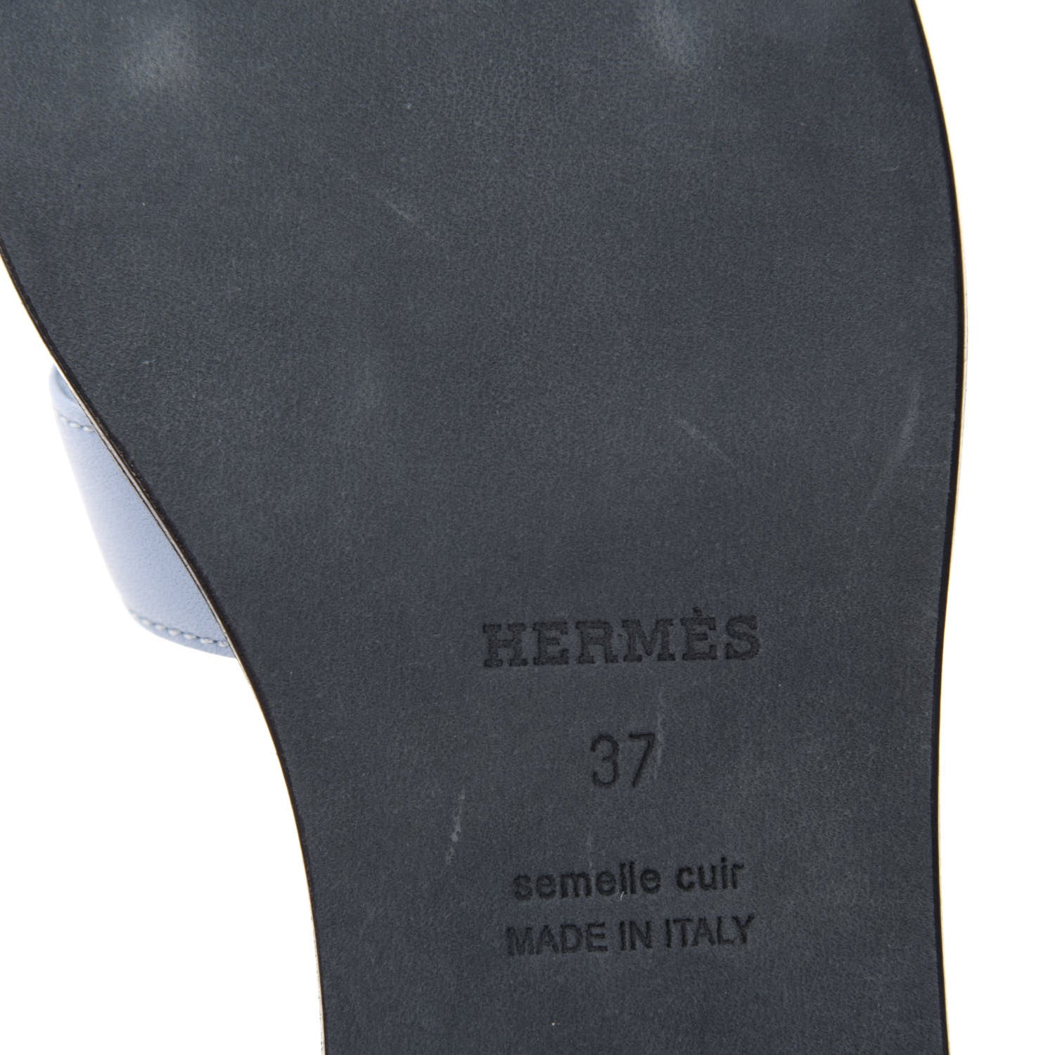 Hermes Box Calfskin Oran Sandals 37 Light Bleu 6 of 9