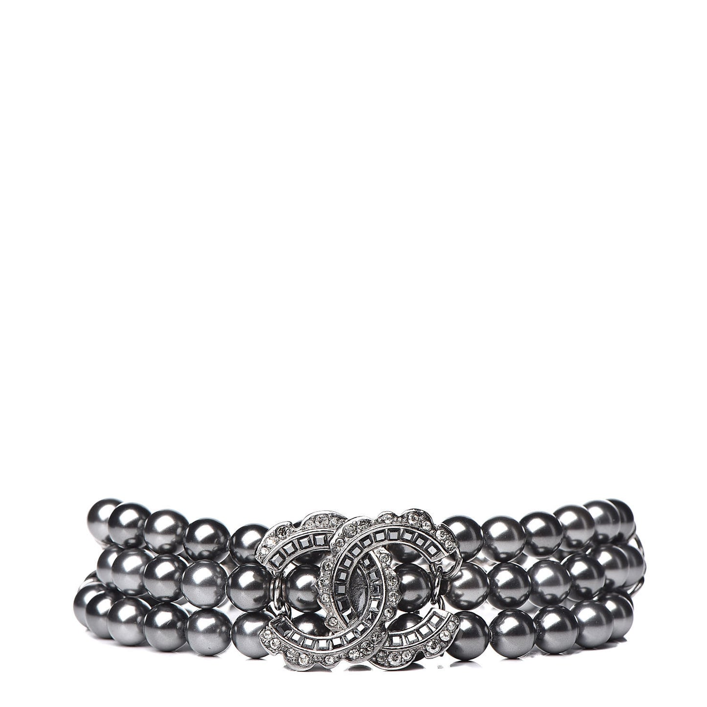 Crystal Pearl Bead CC Multistrand Bracelet Pearly Grey