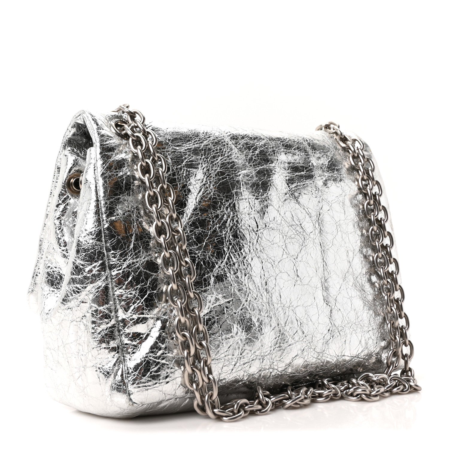Balenciaga Metallized Arena Calfskin MIni Monaco Chain Shoulder Bag Silver 3 of 9