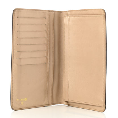 Chanel Lambskin Camellia Embossed Yen Wallet Black Beige 5 of 12