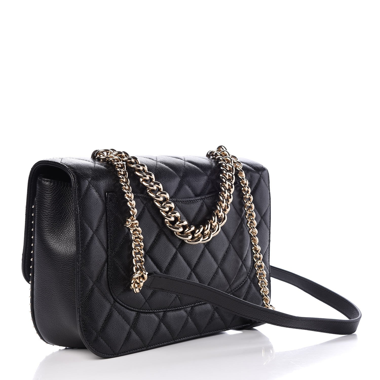 Chanel Caviar Quilted Large Studded Flap Black 3 of 8