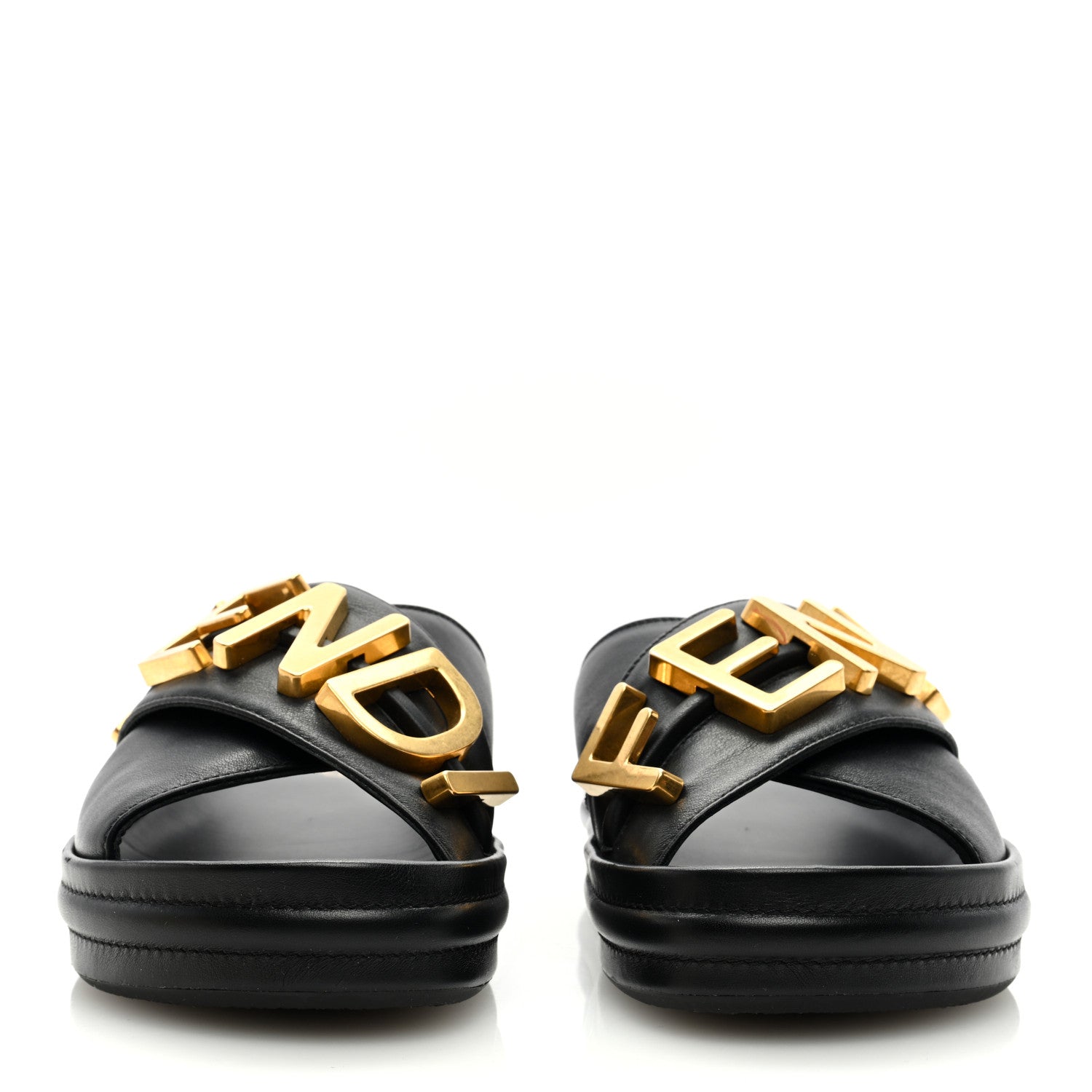 Fendi Vitello Womens Fendigraphy Slide Sandals 35 Black 3 of 7