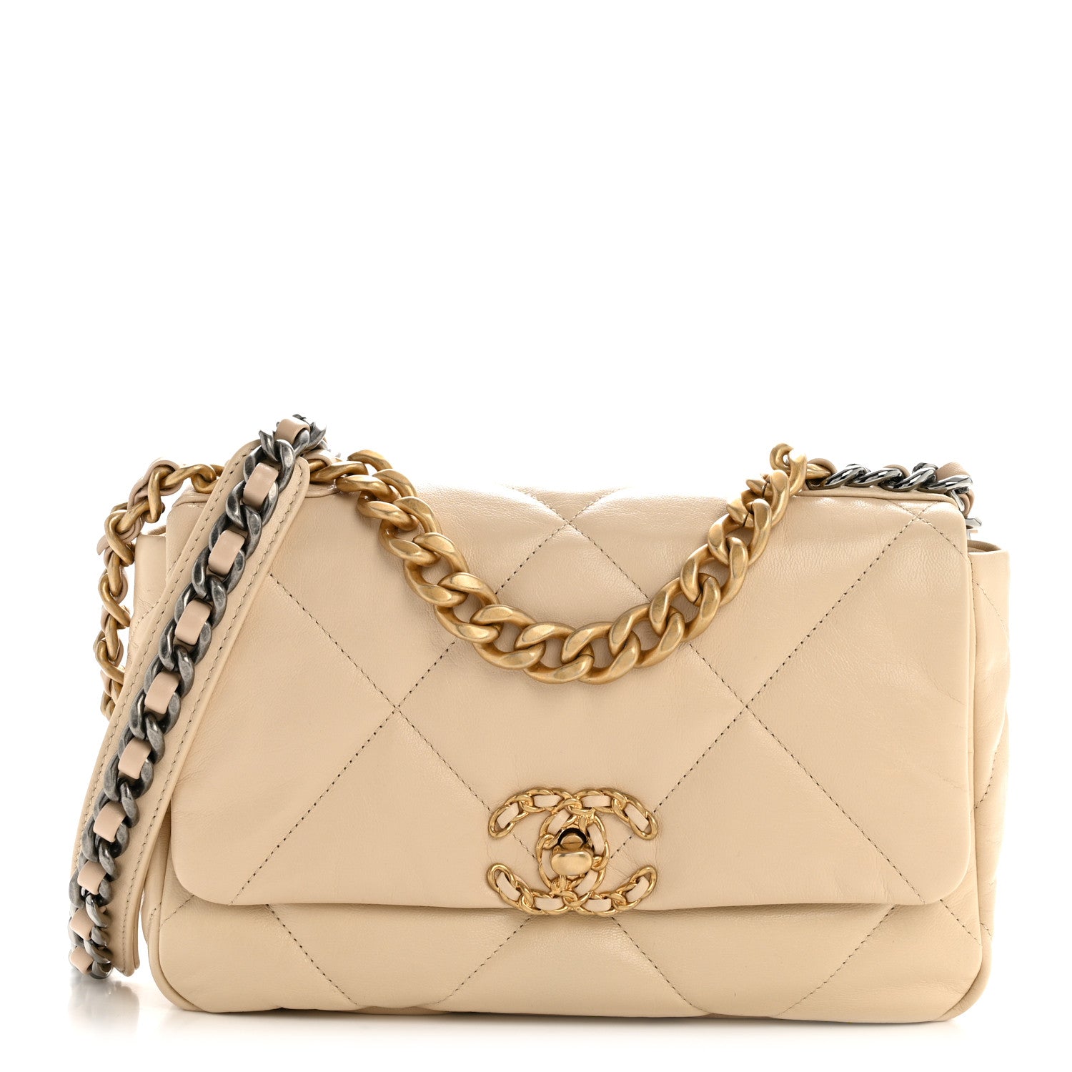 Chanel Lambskin Quilted Medium Chanel 19 Flap Beige 1 of 11