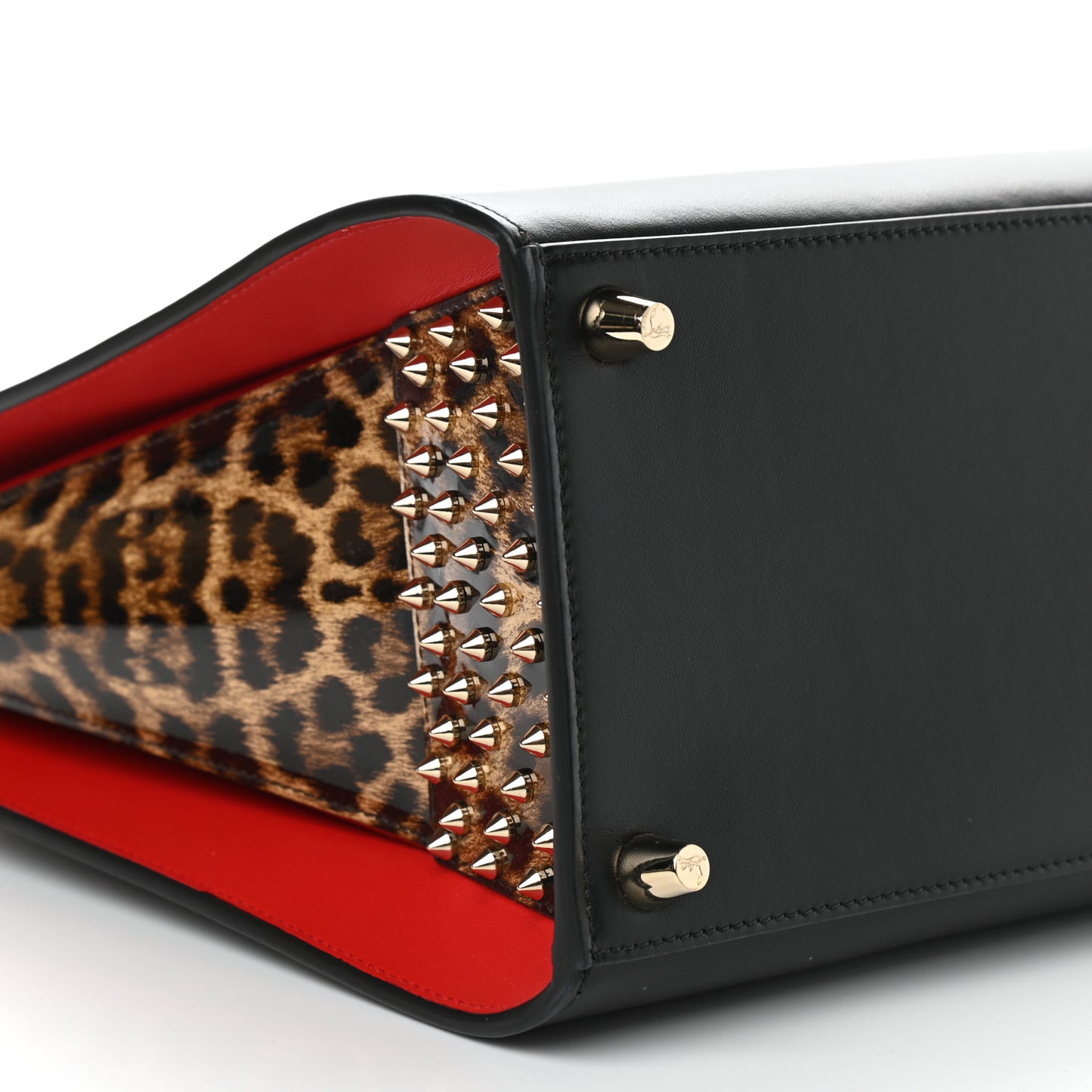 Calfskin Patent Leopard Spiked Large Paloma Black