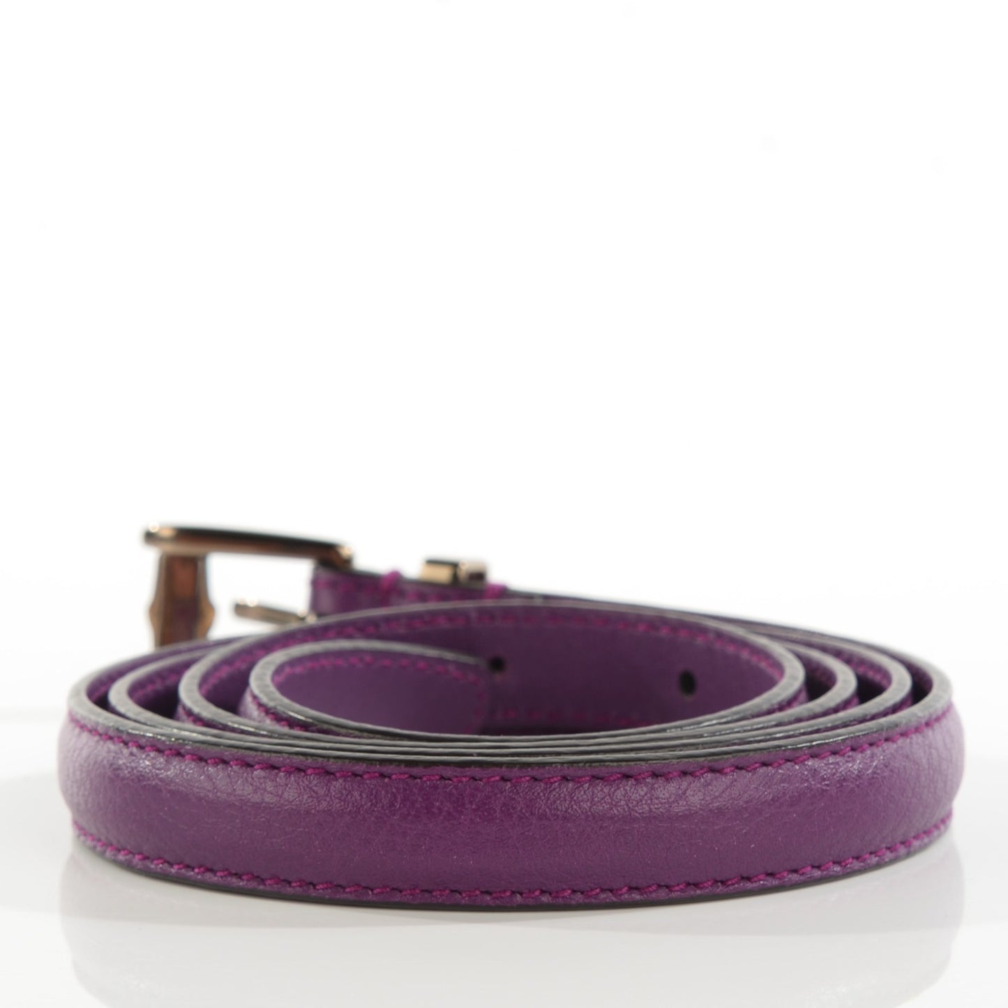 Calfskin Bamboo Buckle Skinny Belt Purple