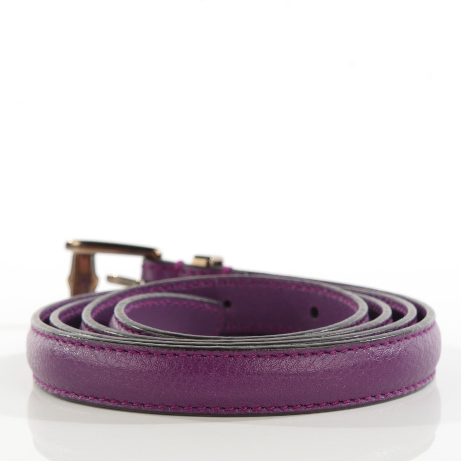 Gucci Calfskin Bamboo Buckle Skinny Belt Purple 3 of 8