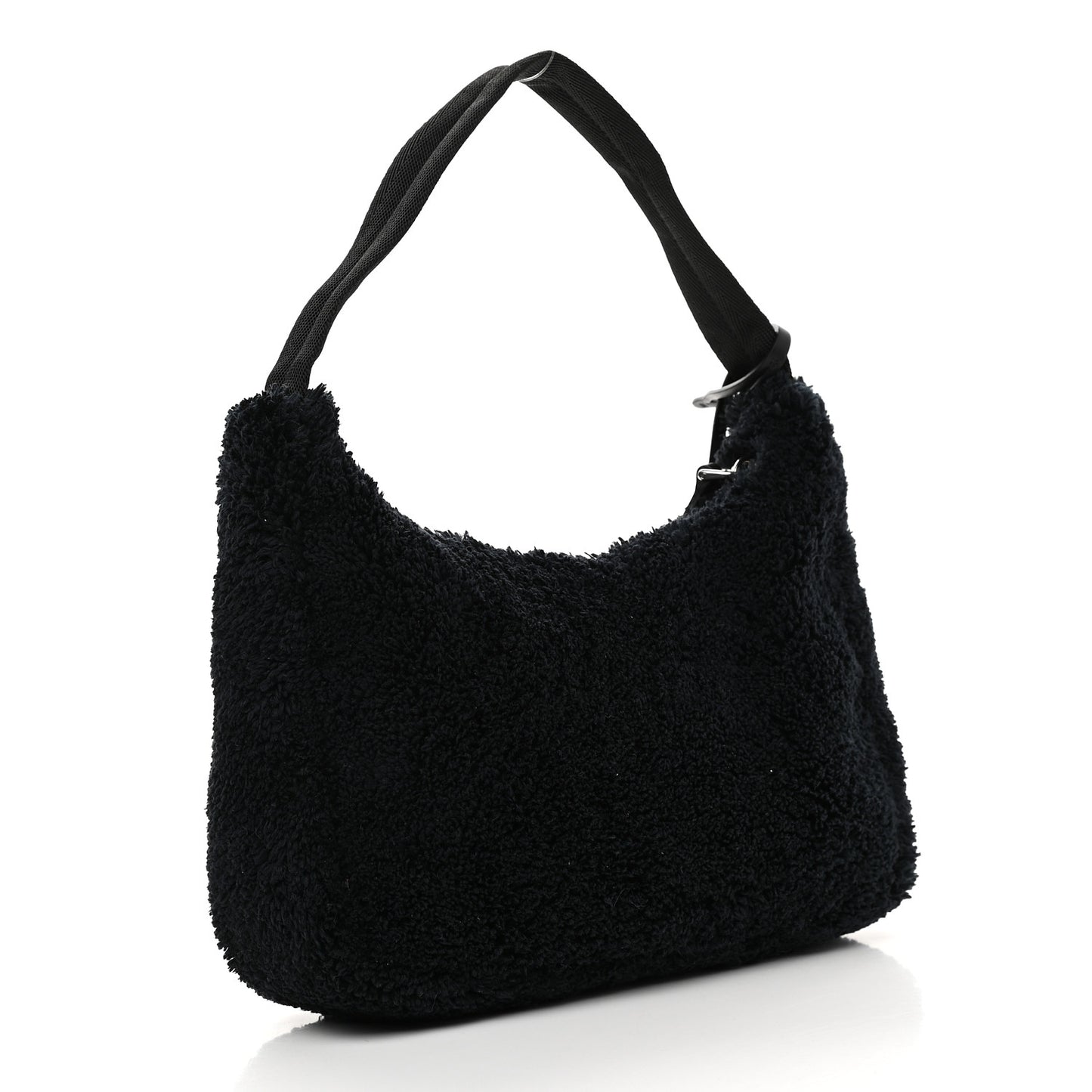 Terry Cloth Mini Re-Edition 2000 Bag Black White