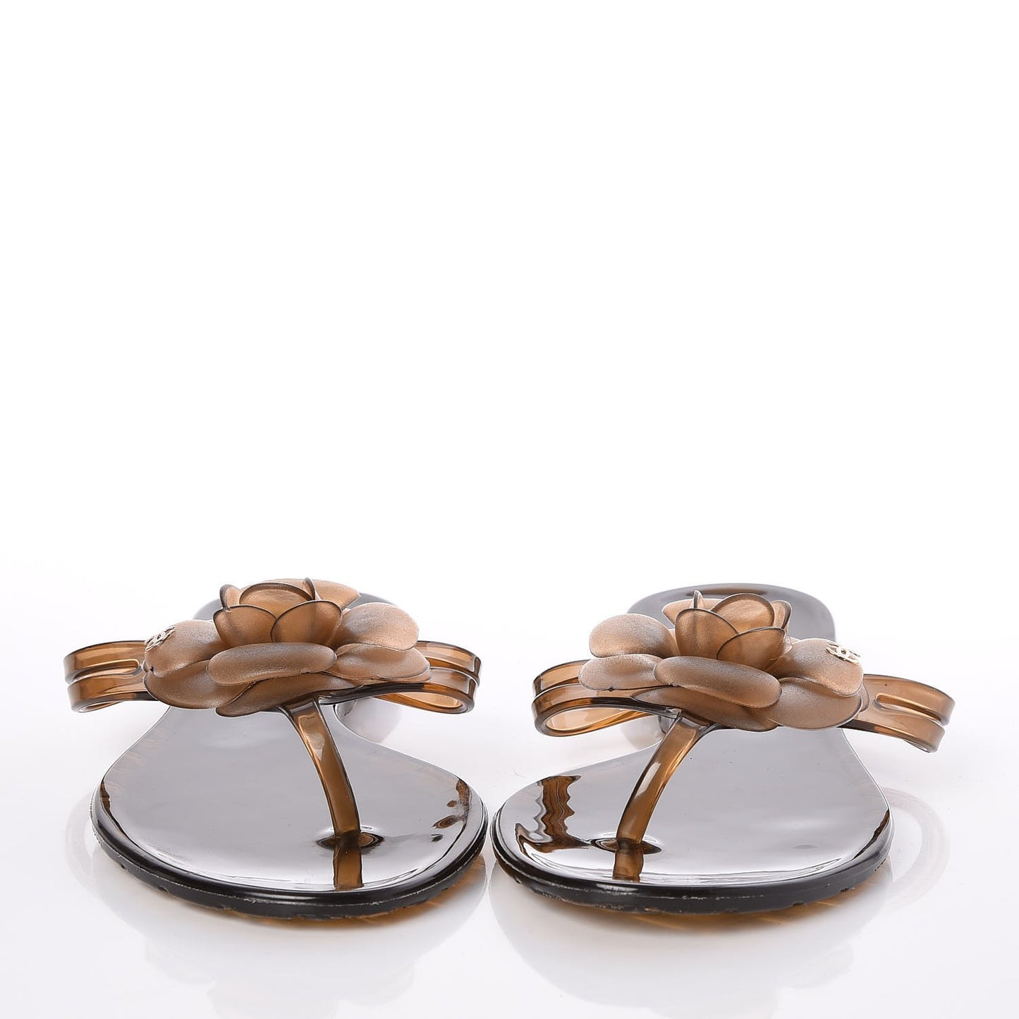 Jelly Camellia Thong Sandals 38 Brown