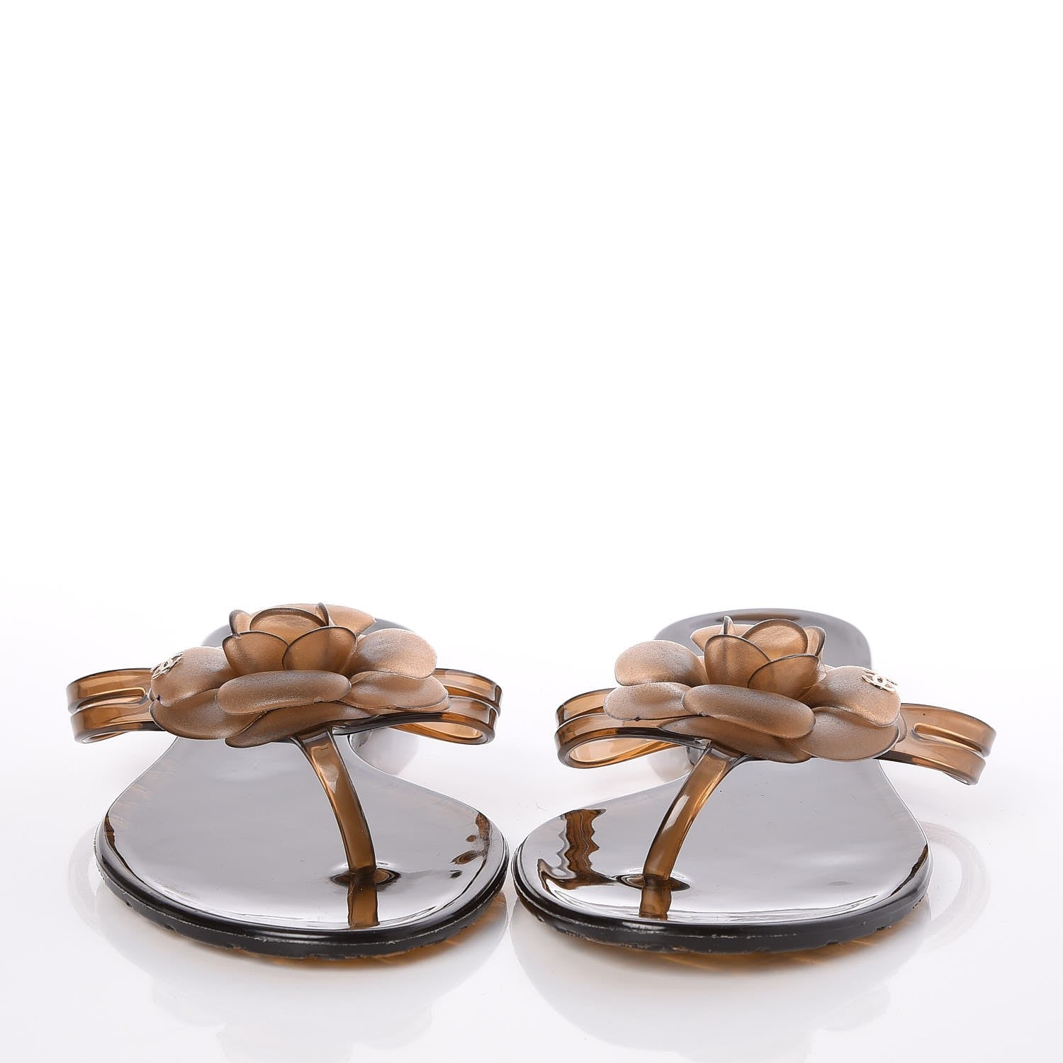Chanel Jelly Camellia Thong Sandals 38 Brown 2 of 8