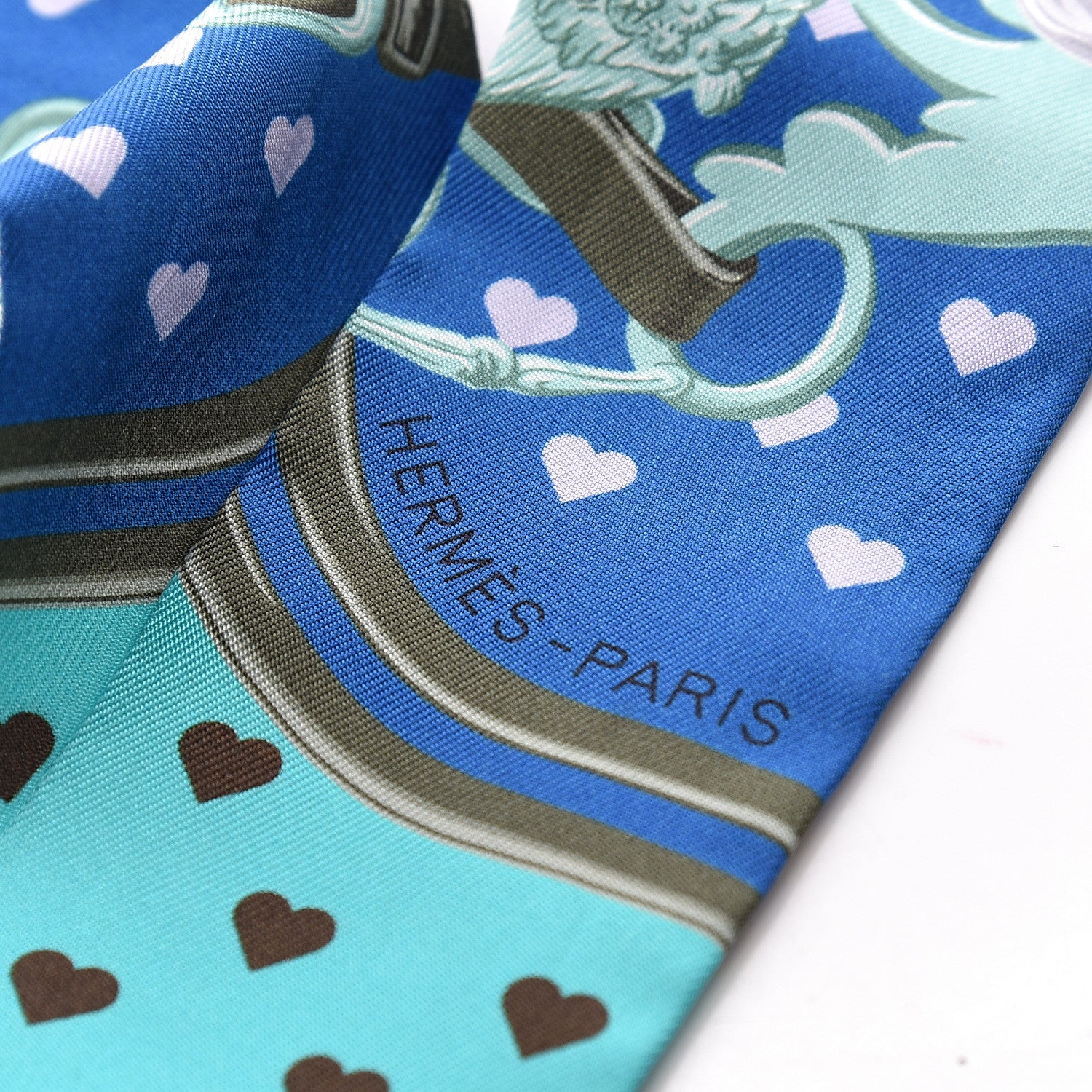 Hermes Silk Brides De Gala Love Twilly Cobalt Kaki Turquoise 4 of 5