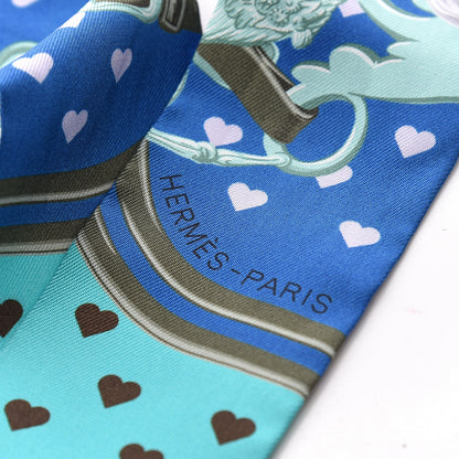 Hermes Silk Brides De Gala Love Twilly Cobalt Kaki Turquoise 4 of 5