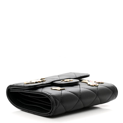Chanel Lambskin Enamel Quilted Roller Skate Compact Flap Wallet Black 4 of 8