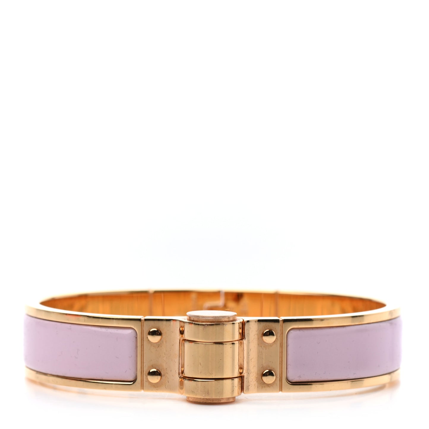 Enamel Charniere Uni Narrow Hinged Bracelet M Rose Candeur