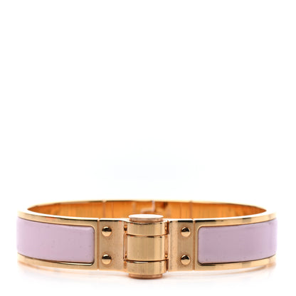 Hermes Enamel Charniere Uni Narrow Hinged Bracelet M Rose Candeur 1 of 3