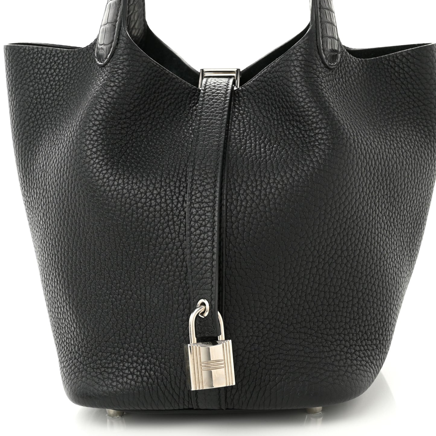 Taurillon Clemence Matte Alligator Picotin Lock Touch 18 PM Black
