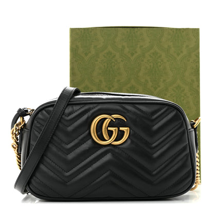 Gucci Calfskin Matelasse Small GG Marmont Chain Shoulder Bag Black 14 of 14