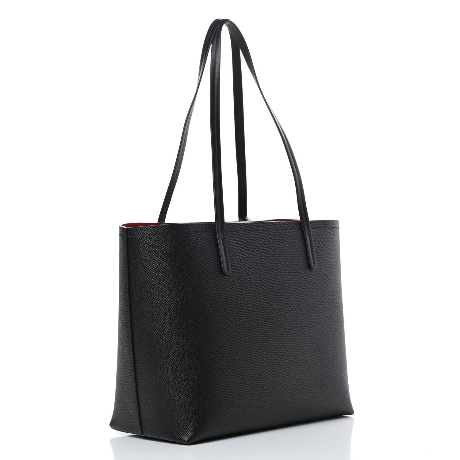 Prada Saffiano Cuir Shopping Tote Black Fuoco 4 of 12