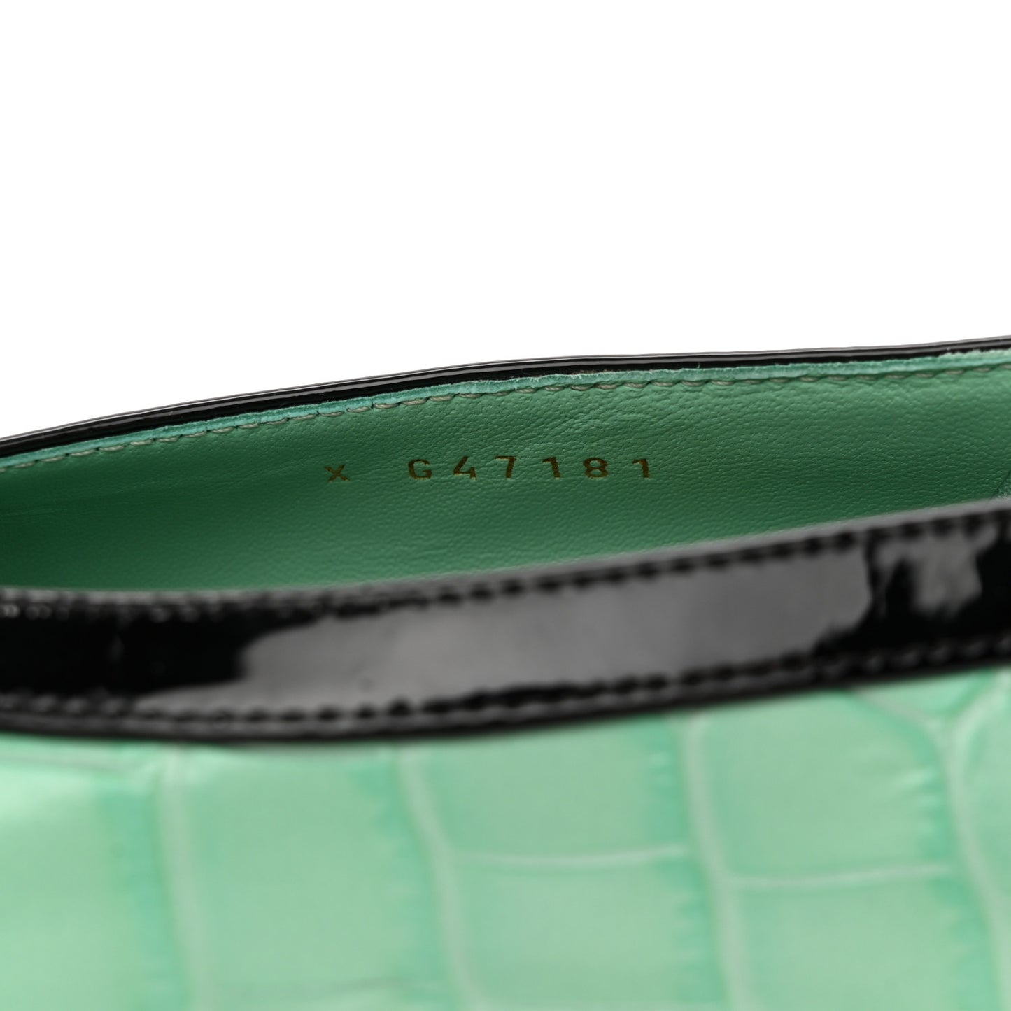 Crocodile Embossed Patent Calfskin Pumps 39 Green Black