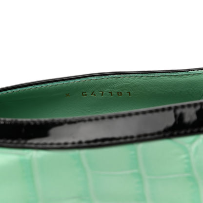 Chanel Crocodile Embossed Patent Calfskin Pumps 39 Green Black 9 of 10