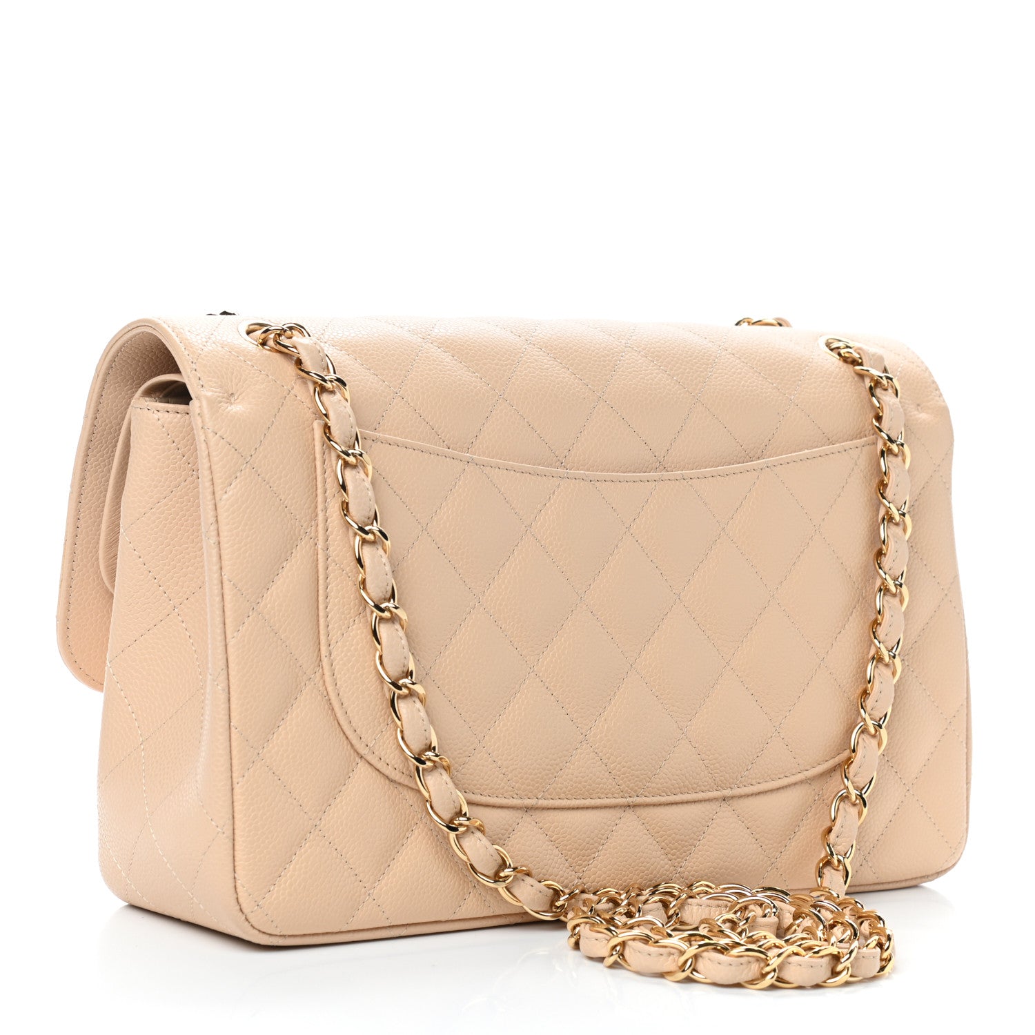 Chanel Caviar Quilted Jumbo Double Flap Beige 3 of 9