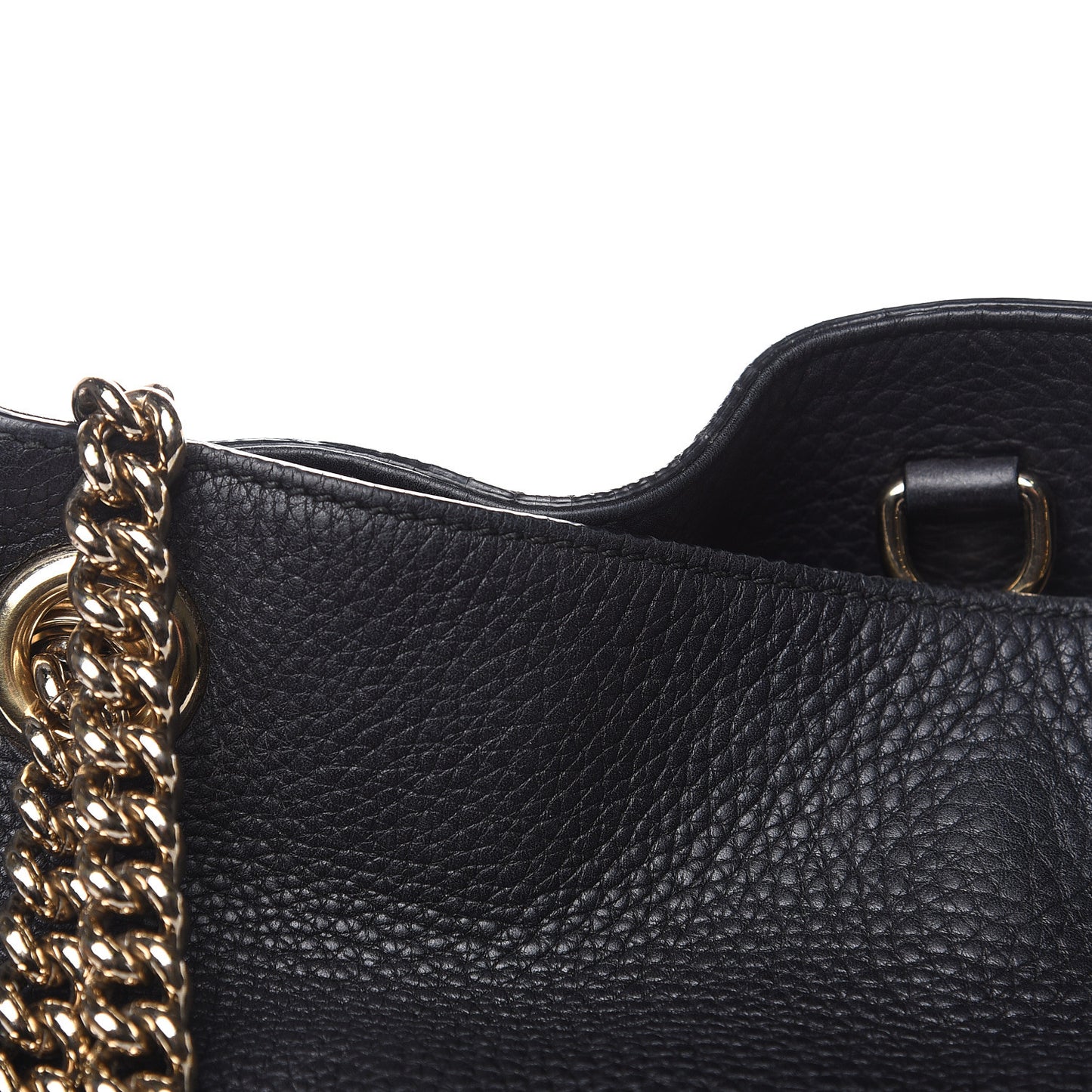 Pebbled Calfskin Medium Soho Chain Shoulder Bag Black