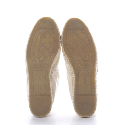 Chanel Lambskin CC Espadrilles 38 Beige Black 6 of 11