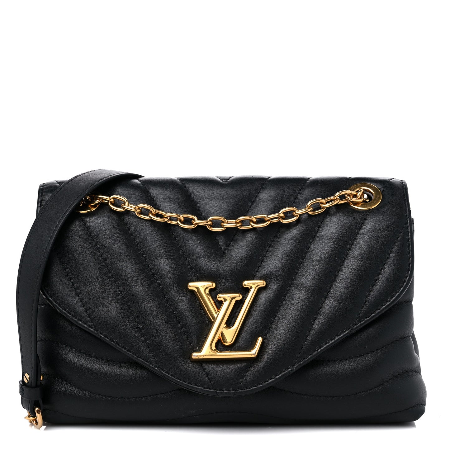 Calfskin LV New Wave Chain Bag Black