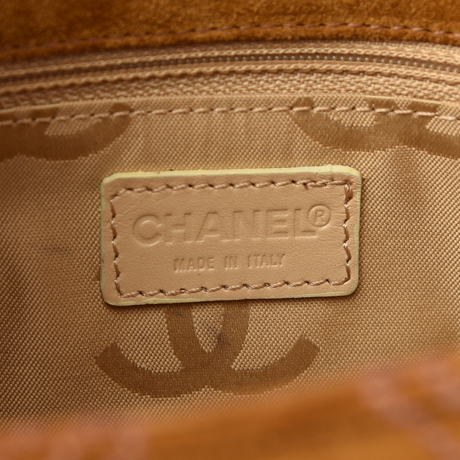 Chanel Suede Stitched CC Messenger Flap Bag Beige 6 of 9