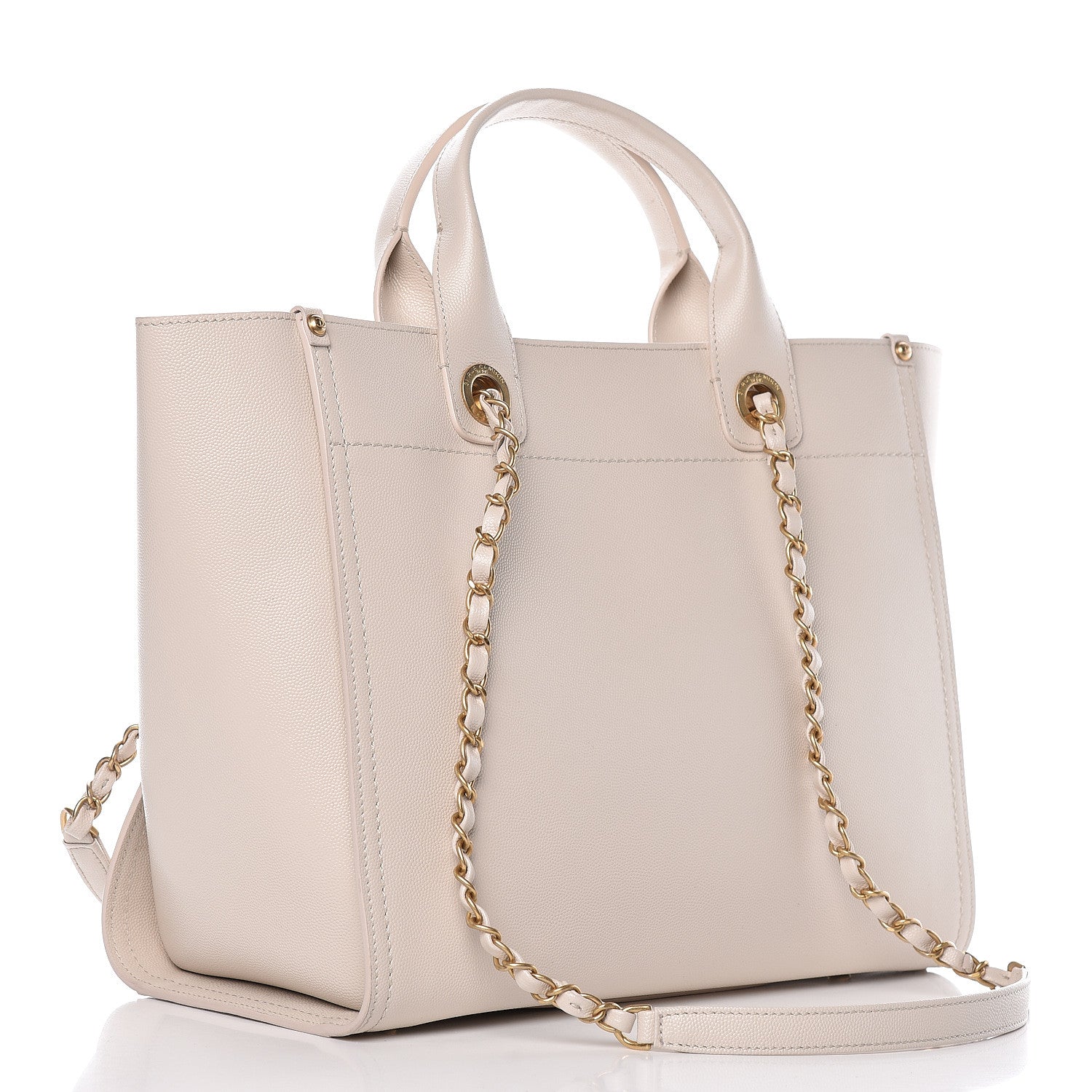 Chanel Caviar Small Studded Deauville Tote Ivory 3 of 10