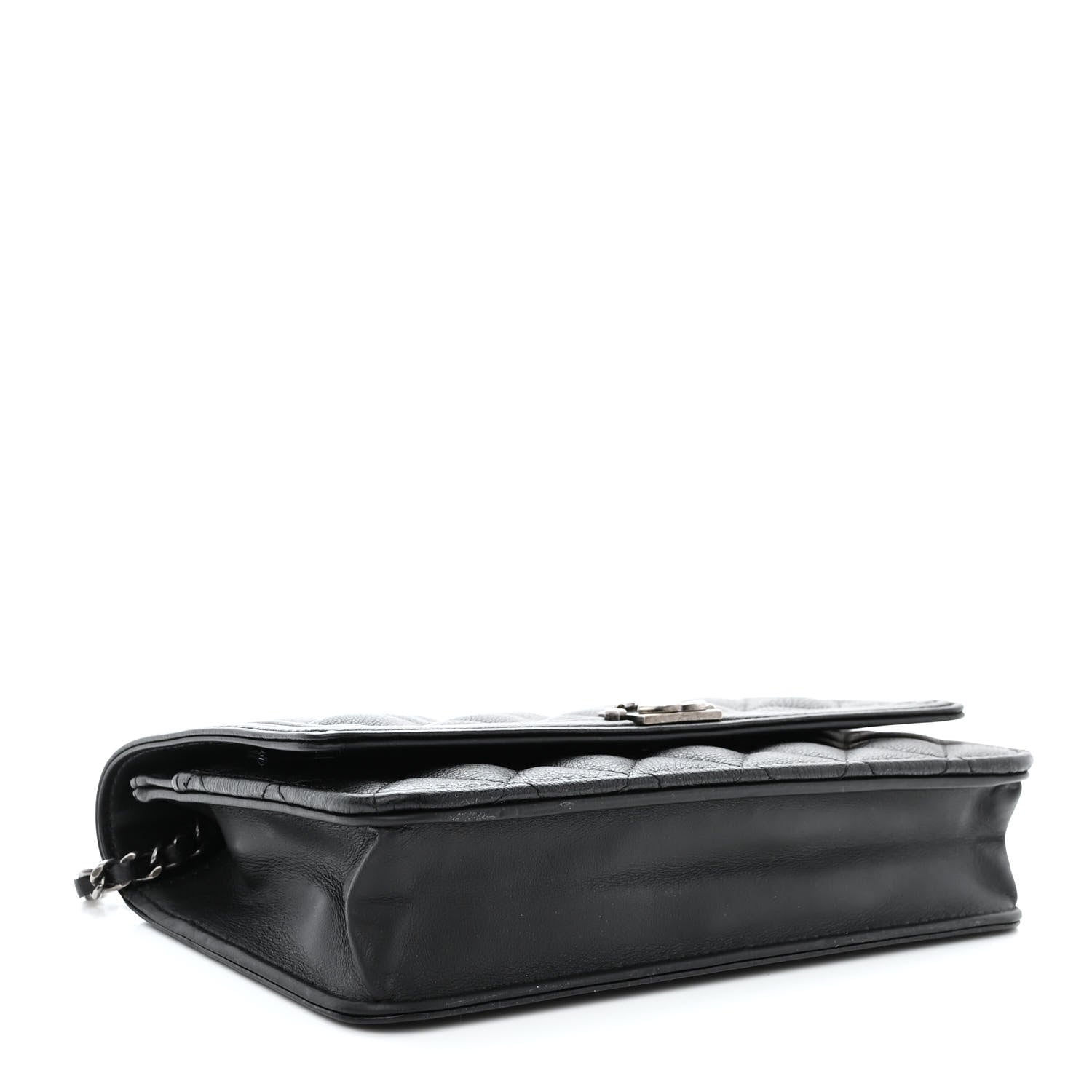 Chanel Grained Calfskin Quilted Boy Wallet On Chain WOC Black 4 of 12